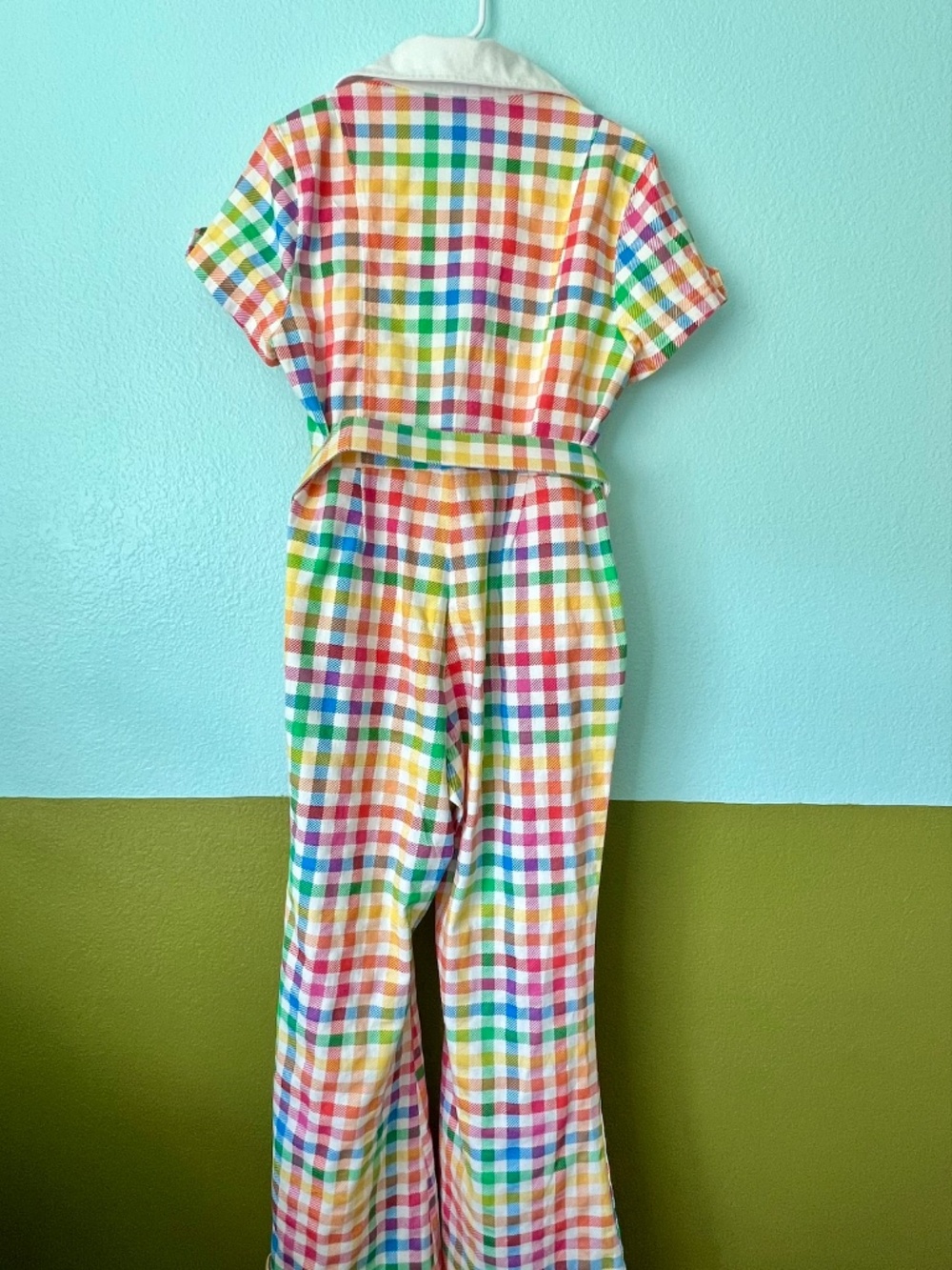 Vintage style rainbow plaid jumpsuit - Picture 2 of 4
